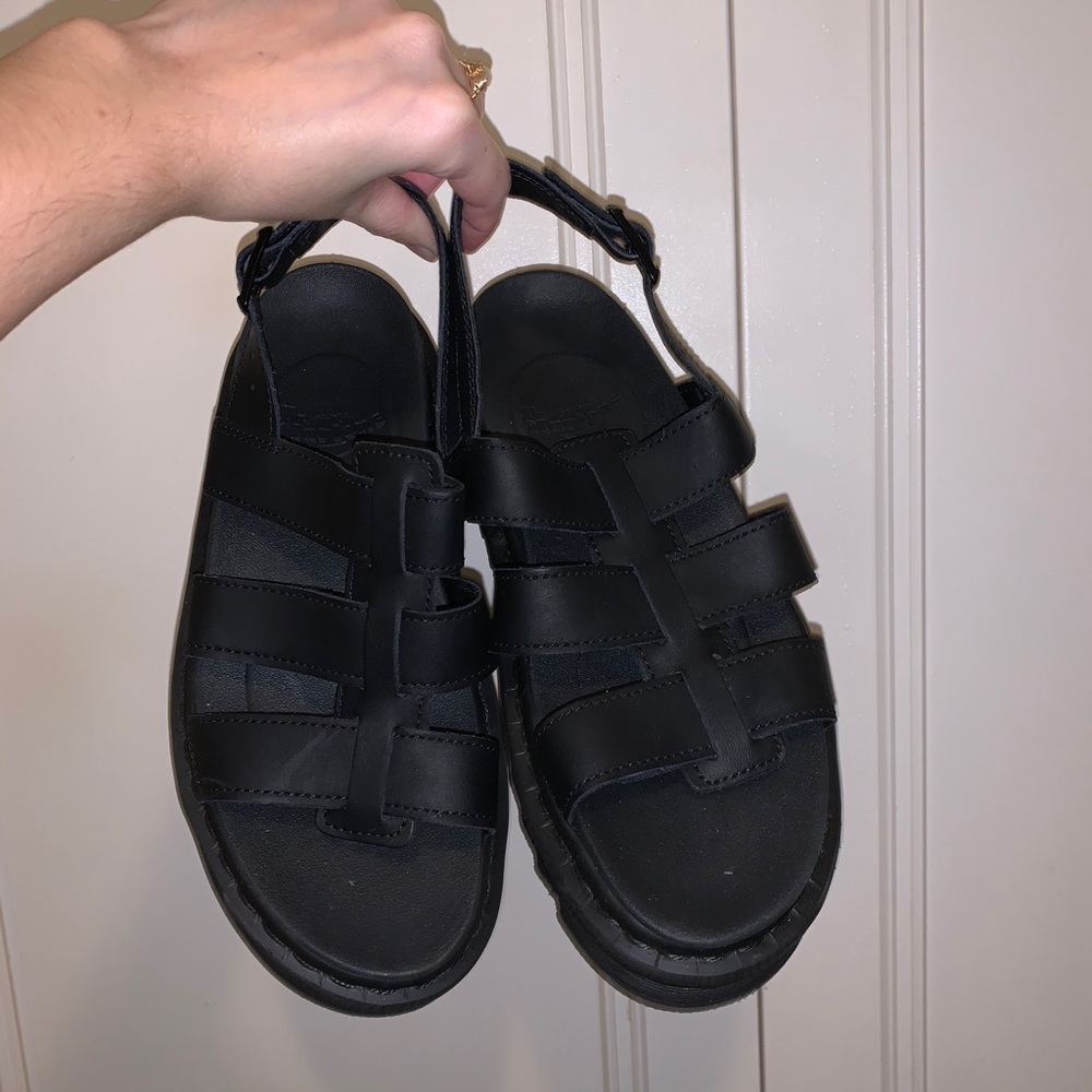 Black genuine leather Dr. Marten sandals